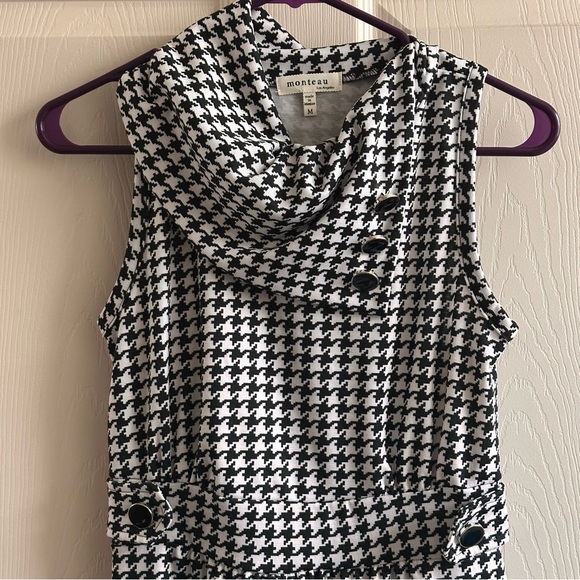 ModCloth Monteau Black and White A-Line Dress with Cowl Neck Women’s Size Medium - Picture 3 of 5